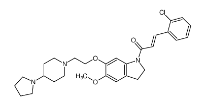 (E)-3-(2-chlorophenyl)-1-(5-methoxy-6-(2-(4-(pyrrolidin-1-yl)piperidin-1-yl)ethoxy)indolin-1-yl)prop-2-en-1-one CAS:399578-98-4 manufacturer & supplier