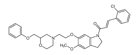 (E)-3-(2-chlorophenyl)-1-(5-methoxy-6-(2-(2-(phenoxymethyl)morpholino)ethoxy)indolin-1-yl)prop-2-en-1-one CAS:399579-39-6 manufacturer & supplier