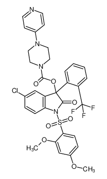 1-Piperazinecarboxylic acid, 4-(4-pyridinyl)-,5-chloro-1-[(2,4-dimethoxyphenyl)sulfonyl]-2,3-dihydro-2-oxo-3-[2-(trifluoromethyl)phenyl]-1H-indol-3-yl ester CAS:492432-00-5 manufacturer & supplier