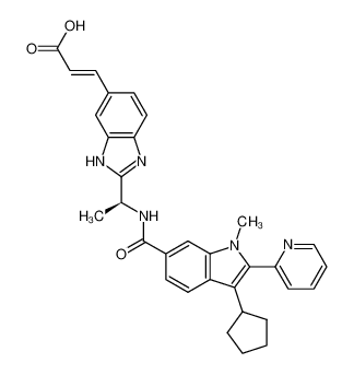 (S,E)-3-(2-(1-(3-cyclopentyl-1-methyl-2-(pyridin-2-yl)-1H-indole-6-carboxamido)ethyl)-1H-benzo[d]imidazol-6-yl)acrylic acid CAS:494854-65-8 manufacturer & supplier