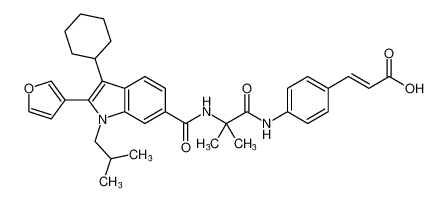 (E)-3-(4-(2-(3-cyclohexyl-2-(furan-3-yl)-1-isobutyl-1H-indole-6-carboxamido)-2-methylpropanamido)phenyl)acrylic acid CAS:494855-01-5 manufacturer & supplier