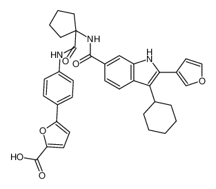 5-(4-(1-(3-cyclohexyl-2-(furan-3-yl)-1H-indole-6-carboxamido)cyclopentane-1-carboxamido)phenyl)furan-2-carboxylic acid CAS:494855-27-5 manufacturer & supplier