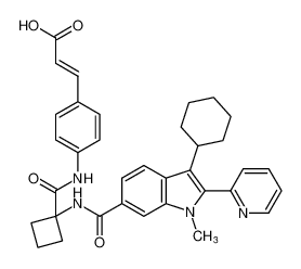 2-Propenoic acid,3-[4-[[[1-[[[3-cyclohexyl-1-methyl-2-(2-pyridinyl)-1H-indol-6-yl]carbonyl]amino]cyclobutyl]carbonyl]amino]phenyl]-, (2E)- CAS:494855-65-1 manufacturer & supplier