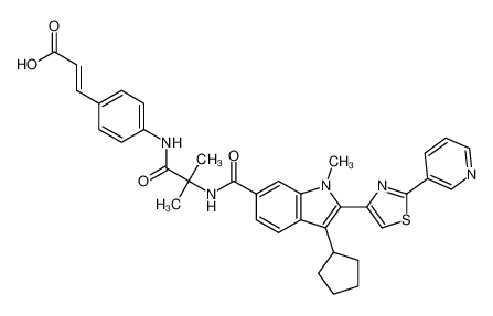 (E)-3-(4-(2-(3-cyclopentyl-1-methyl-2-(2-(pyridin-3-yl)thiazol-4-yl)-1H-indole-6-carboxamido)-2-methylpropanamido)phenyl)acrylic acid CAS:494856-00-7 manufacturer & supplier