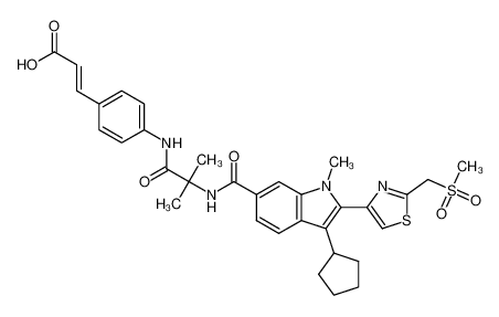 (E)-3-(4-(2-(3-cyclopentyl-1-methyl-2-(2-((methylsulfonyl)methyl)thiazol-4-yl)-1H-indole-6-carboxamido)-2-methylpropanamido)phenyl)acrylic acid CAS:494856-21-2 manufacturer & supplier