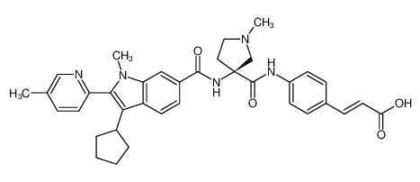 (S,E)-3-(4-(3-(3-cyclopentyl-1-methyl-2-(5-methylpyridin-2-yl)-1H-indole-6-carboxamido)-1-methylpyrrolidine-3-carboxamido)phenyl)acrylic acid CAS:494857-08-8 manufacturer & supplier