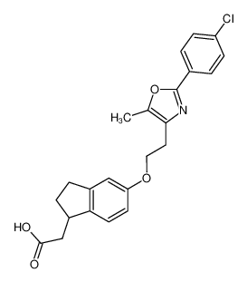 5-{2-[2-(4-chlorophenyl)-5-methyl-1,3-oxazol-4-yl]ethoxy}-2,3-dihydro-1H-inden-1-yl acetic acid CAS:496062-10-3 manufacturer & supplier