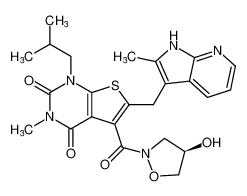 (R)-5-(4-hydroxyisoxazolidine-2-carbonyl)-1-isobutyl-3-methyl-6-((2-methyl-1H-pyrrolo[2,3-b]pyridin-3-yl)methyl)thieno[2,3-d]pyrimidine-2,4(1H,3H)-dione CAS:496792-45-1 manufacturer & supplier