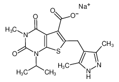 6-[(3,5-dimethyl-1H-pyrazol-4-yl)methyl]-1,2,3,4-tetrahydro-3-methyl-1-(1-methylethyl)-2,4-dioxo-thieno[2,3-d]pyrimidine-5-carboxylic acid monosodium salt CAS:496792-58-6 manufacturer & supplier