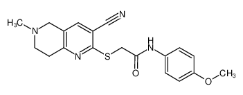 2-((3-cyano-6-methyl-5,6,7,8-tetrahydro-1,6-naphthyridin-2-yl)thio)-N-(4-methoxyphenyl)acetamide CAS:496804-84-3 manufacturer & supplier