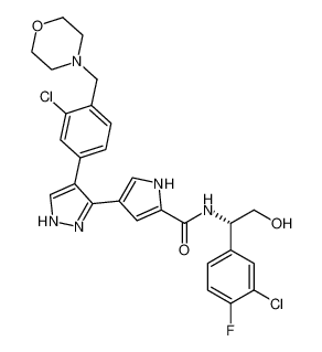 1H-Pyrrole-2-carboxamide,N-[(1S)-1-(3-chloro-4-fluorophenyl)-2-hydroxyethyl]-4-[4-[3-chloro-4-(4-morpholinylmethyl)phenyl]-1H-pyrazol-3-yl]- CAS:496856-37-2 manufacturer & supplier