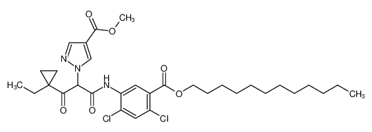 1H-Pyrazole-4-carboxylic acid,1-[1-[[[2,4-dichloro-5-[(dodecyloxy)carbonyl]phenyl]amino]carbonyl]-2-(1-ethylcyclopropyl)-2-oxoethyl]-, methyl ester CAS:496921-88-1 manufacturer & supplier