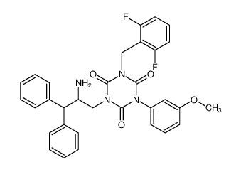 1,3,5-Triazine-2,4,6(1H,3H,5H)-trione,1-(2-amino-3,3-diphenylpropyl)-3-[(2,6-difluorophenyl)methyl]-5-(3-methoxyphenyl)- CAS:496929-07-8 manufacturer & supplier