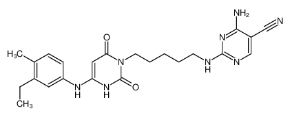 3-{5-[(4-amino-5-cyano-2-pyrimidinyl)amino]pentyl}-6-(3-ethyl-4-methylanilino)uracil CAS:496943-25-0 manufacturer & supplier