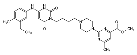 3-{4-[4-(6-methyl-4-methoxycarbonyl-2-pyrimidinyl)-1-piperazinyl]butyl}-6-(3-ethyl-4-methylanilino)uracil CAS:496943-36-3 manufacturer & supplier