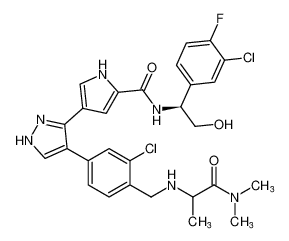 4-(4-(3-chloro-4-(((1-(dimethylamino)-1-oxopropan-2-yl)amino)methyl)phenyl)-1H-pyrazol-3-yl)-N-((S)-1-(3-chloro-4-fluorophenyl)-2-hydroxyethyl)-1H-pyrrole-2-carboxamide CAS:496962-99-3 manufacturer & supplier