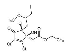 rel-ethyl 2-((1R,5S)-2,3,5-trichloro-1-hydroxy-5-(3-iodo-2-methoxypropyl)-4-oxocyclopent-2-en-1-yl)acetate CAS:497085-95-7 manufacturer & supplier