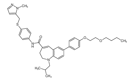 7-{4-[2-(butoxy)ethoxy]phenyl}-1-isobutyl-N-({4-[(1-methyl-1H-pyrazol-5-yl)methyl]sulfanyl}phenyl)-2,3-dihydro-1H-1-benzazepine-4-carboxamide CAS:497852-78-5 manufacturer & supplier