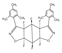 3a,3b,3c,6a,6b,6c-hexafluoro-3,4-bis-(2,4,6-trimethyl-phenyl)-(3ar,3bt,3cc,6ac,6bt,6ct)-3a,3b,3c,6a,6b,6c-hexahydro-isoxazolo[4',5':3',4']cyclobuta[1',2':3,4]cyclobuta[1,2-d]isoxazole CAS:49851-84-5 manufacturer & supplier