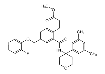 3-(2-((4-(3,5-dimethylphenyl)perhydropyran-4-yl)carbamoyl)-4-(2-fluorophenoxymethyl)phenyl)propanoic acid methyl ester CAS:499146-57-5 manufacturer & supplier