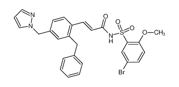 (2E)-N-(5-bromo-2-methoxyphenylsulfonyl)-3-(2-benzyl-4-(pyrazol-1-ylmethyl)phenyl)-2-propenamide CAS:499152-58-8 manufacturer & supplier