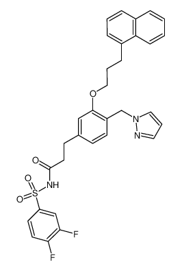 N-(3,4-difluorophenylsulfonyl)-3-(3-(3-(naphthalen-1-yl)propoxy)-4-(pyrazol-1-ylmethyl)phenyl)propanamide CAS:499153-01-4 manufacturer & supplier