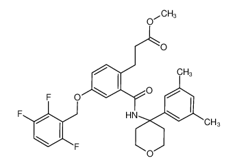 3-(2-((4-(3,5-dimethylphenyl)perhydropyran-4-yl)carbamoyl)-4-(2,3,6-trifluorobenzyloxy)phenyl)propanoic acid methyl ester CAS:499154-74-4 manufacturer & supplier