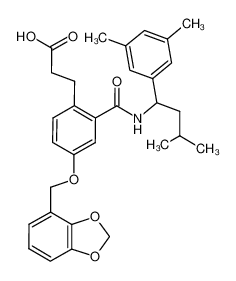 3-(2-((3-methyl-1-(3,5-dimethylphenyl)butyl)carbamoyl)-4-(1,3-dioxyindan-4-yl)methyloxyphenyl)propanoic acid CAS:499155-70-3 manufacturer & supplier