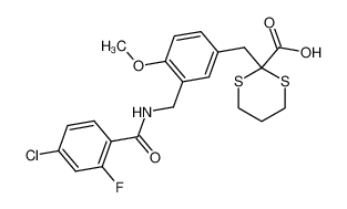 2-(3-((4-chloro-2-fluorobenzamido)methyl)-4-methoxybenzyl)-1,3-dithiane-2-carboxylic acid CAS:499788-10-2 manufacturer & supplier