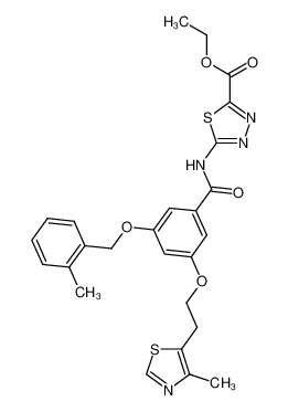 ethyl 5-(3-((2-methylbenzyl)oxy)-5-(2-(4-methylthiazol-5-yl)ethoxy)benzamido)-1,3,4-thiadiazole-2-carboxylate CAS:499988-88-4 manufacturer & supplier