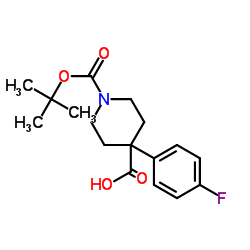 4-(4-fluorophenyl)-1-[(2-methylpropan-2-yl)oxycarbonyl]piperidine-4-carboxylic acid CAS:644981-89-5 manufacturer & supplier