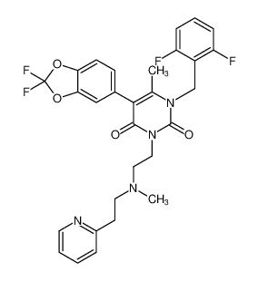 5-(2,2-difluorobenzo[d][1,3]dioxol-5-yl)-1-(2,6-difluorobenzyl)-6-methyl-3-(2-(methyl(2-(pyridin-2-yl)ethyl)amino)ethyl)pyrimidine-2,4(1H,3H)-dione CAS:675605-93-3 manufacturer & supplier