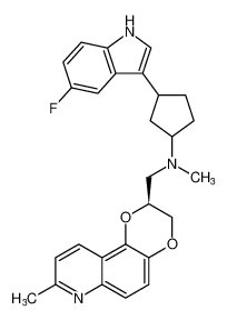 1,4-Dioxino[2,3-f]quinoline-2-methanamine,N-[3-(5-fluoro-1H-indol-3-yl)cyclopentyl]-2,3-dihydro-N,8-dimethyl-,(2S)- CAS:675879-48-8 manufacturer & supplier