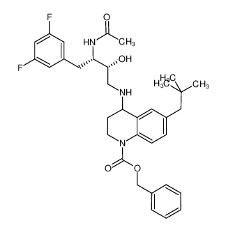 benzyl 4-{[(2R,3S)-3-(acetylamino)-4-(3,5-difluorophenyl)-2-hydroxybutyl]amino}-6-neopentyl-3,4-dihydroquinoline-1(2H)-carboxylate CAS:676136-59-7 manufacturer & supplier