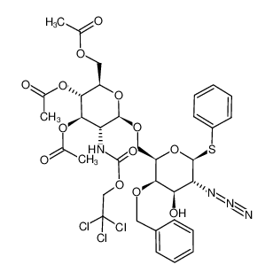 Acetic acid (2R,3S,4R,5R,6R)-3-acetoxy-2-acetoxymethyl-6-((2R,3R,4R,5R,6S)-5-azido-3-benzyloxy-4-hydroxy-6-phenylsulfanyl-tetrahydro-pyran-2-ylmethoxy)-5-(2,2,2-trichloro-ethoxycarbonylamino)-tetrahydro-pyran-4-yl ester CAS:676227-84-2 manuf