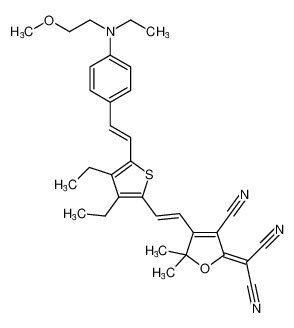 Propanedinitrile,[3-cyano-4-[(1E)-2-[3,4-diethyl-5-[(1E)-2-[4-[ethyl(2-methoxyethyl)amino]phenyl]ethenyl]-2-thienyl]ethenyl]-5,5-dimethyl-2(5H)-furanylidene]- CAS:676256-53-4 manufacturer & supplier