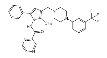 N-(2-methyl-5-phenyl-3-((4-(3-(trifluoromethyl)phenyl)piperazin-1-yl)methyl)-1H-pyrrol-1-yl)pyrazine-2-carboxamide CAS:676266-46-9 manufacturer & supplier