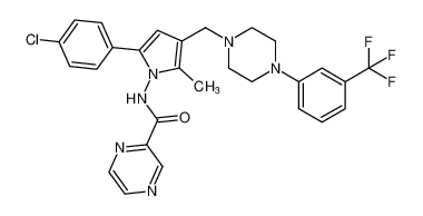 N-(5-(4-chlorophenyl)-2-methyl-3-((4-(3-(trifluoromethyl)phenyl)piperazin-1-yl)methyl)-1H-pyrrol-1-yl)pyrazine-2-carboxamide CAS:676266-58-3 manufacturer & supplier