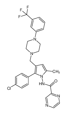 Pyrazinecarboxamide,N-[2-(4-chlorophenyl)-5-methyl-3-[[4-[3-(trifluoromethyl)phenyl]-1-piperazinyl]methyl]-1H-pyrrol-1-yl]- CAS:676266-62-9 manufacturer & supplier