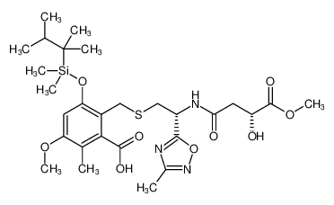 3-(((2,3-dimethylbutan-2-yl)dimethylsilyl)oxy)-2-((((R)-2-((R)-3-hydroxy-4-methoxy-4-oxobutanamido)-2-(3-methyl-1,2,4-oxadiazol-5-yl)ethyl)thio)methyl)-5-methoxy-6-methylbenzoic acid CAS:676347-30-1 manufacturer & supplier