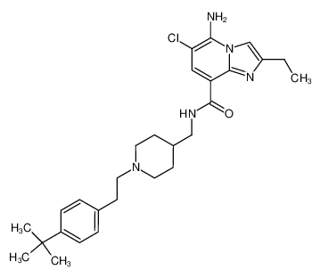 5-amino-N-({1-[2-(4-tert-butylphenyl)ethyl]piperidin-4-yl}methyl)-6-chloro-2-ethylimidazo[1,2-a]pyridine-8-carboxamide CAS:676351-65-8 manufacturer & supplier