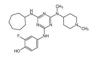 4-((4-(cycloheptylamino)-6-(methyl(1-methylpiperidin-4-yl)amino)-1,3,5-triazin-2-yl)amino)-2-fluorophenol CAS:676354-38-4 manufacturer & supplier