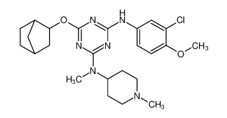 6-(bicyclo[2.2.1]heptan-2-yloxy)-N2-(3-chloro-4-methoxyphenyl)-N4-methyl-N4-(1-methylpiperidin-4-yl)-1,3,5-triazine-2,4-diamine CAS:676355-14-9 manufacturer & supplier