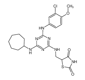 5-{[4-(3-chloro-4-methoxy-phenylamino)-6-cycloheptylamino-[1,3,5]triazin-2-ylamino]-methyl}-thiazolidine-2,4-dione CAS:676355-24-1 manufacturer & supplier