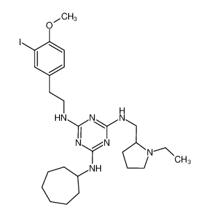 N-Cycloheptyl-N'-(1-ethyl-pyrrolidin-2-ylmethyl)-N'-[2-(3-iodo-4-methoxy-phenyl)-ethyl]-[1,3,5]triazine-2,4,6-triamine CAS:676356-26-6 manufacturer & supplier