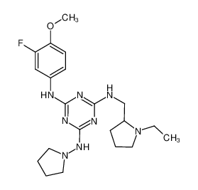 N-(1-Ethyl-pyrrolidin-2-ylmethyl)-N'-(3-fluoro-4-methoxy-phenyl)-N'-pyrrolidin-1-yl-[1,3,5]triazine-2,4,6-triamine CAS:676356-59-5 manufacturer & supplier