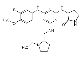 3-((4-(((1-ethylpyrrolidin-2-yl)methyl)amino)-6-((3-fluoro-4-methoxyphenyl)amino)-1,3,5-triazin-2-yl)amino)pyrrolidin-2-one CAS:676356-64-2 manufacturer & supplier