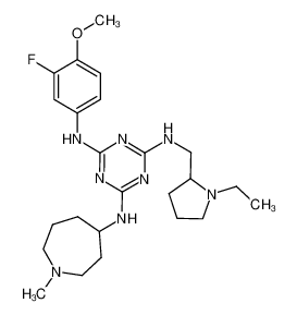 N-(1-Ethyl-pyrrolidin-2-ylmethyl)-N'-(3-fluoro-4-methoxy-phenyl)-N'-(1-methyl-azepan-4-yl)-[1,3,5]triazine-2,4,6-triamine CAS:676357-12-3 manufacturer & supplier