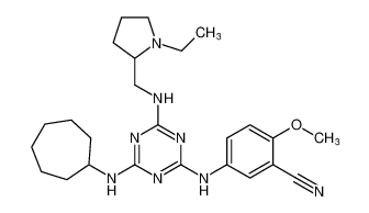 5-((4-(cycloheptylamino)-6-(((1-ethylpyrrolidin-2-yl)methyl)amino)-1,3,5-triazin-2-yl)amino)-2-methoxybenzonitrile CAS:676358-15-9 manufacturer & supplier