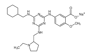 sodium 5-((4-((cyclohexylmethyl)amino)-6-(((1-ethylpyrrolidin-2-yl)methyl)amino)-1,3,5-triazin-2-yl)amino)-2-methoxybenzoate CAS:676359-19-6 manufacturer & supplier